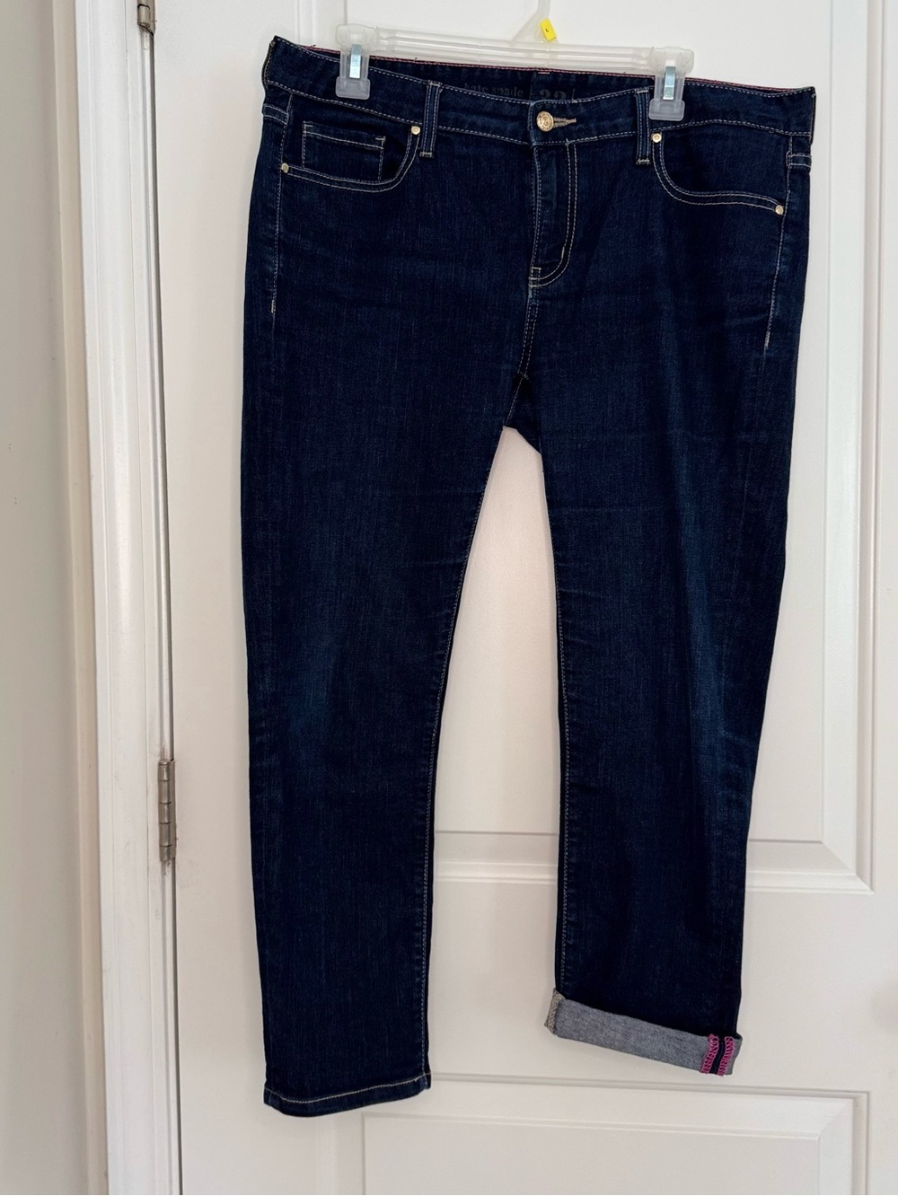 Kate Spade Women's Blue Jeans Size 32 Skinny Leg Crop Pink Stitching